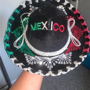 Black Sombrero with Mexico Embroidery